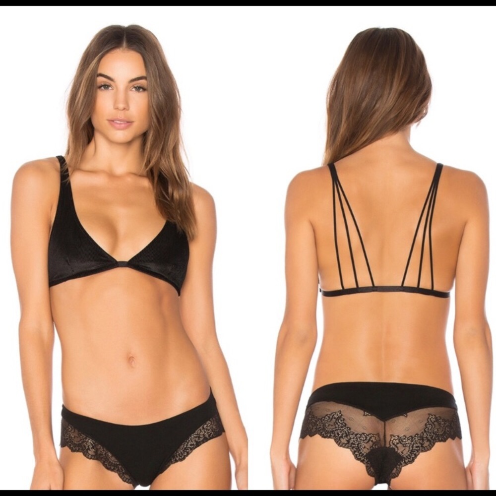 Free People Black Magic Hour Velvet Black Bra